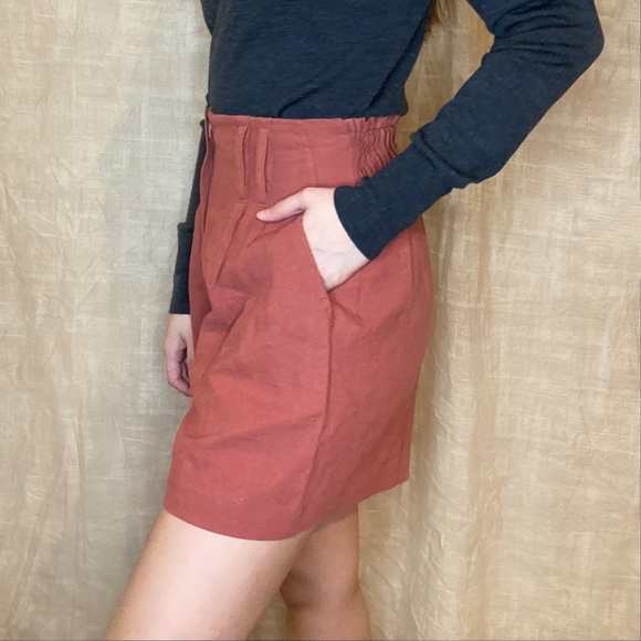 Blu Pepper Muted Brick Red High Waisted Shorts - Picture 5 of 6